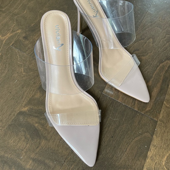 Beige clear heels (4,5 inches, open toes) - Picture 2 of 2